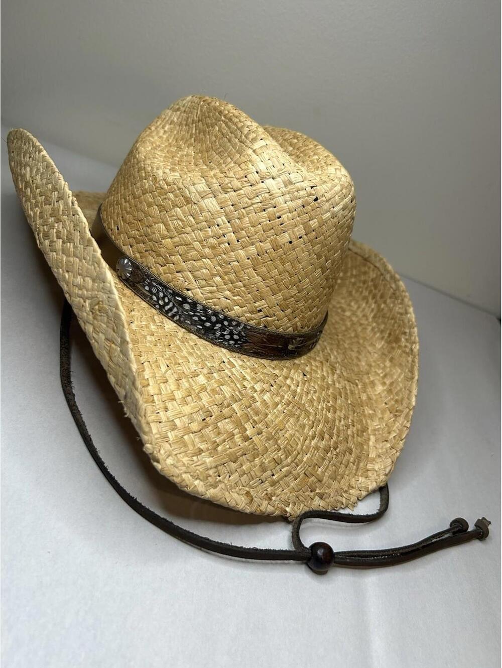 STETSON River Run NT Brown Straw Cowboy Hat w/Chin Strap